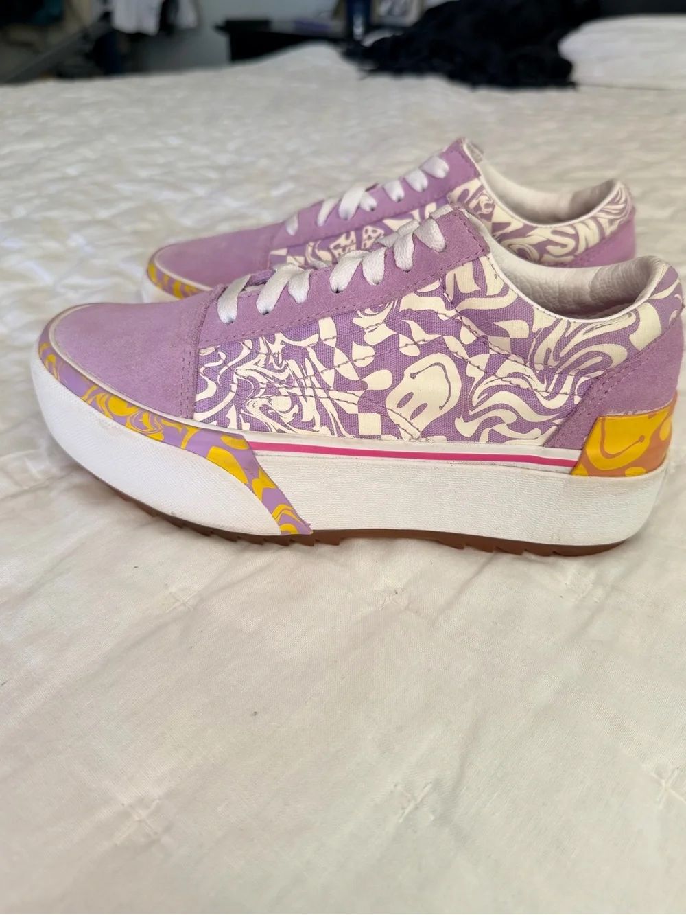Vans Old Skool Stacked Platform Shoes Sneakers Wavy Daze Lilac Purple Womens 6.5